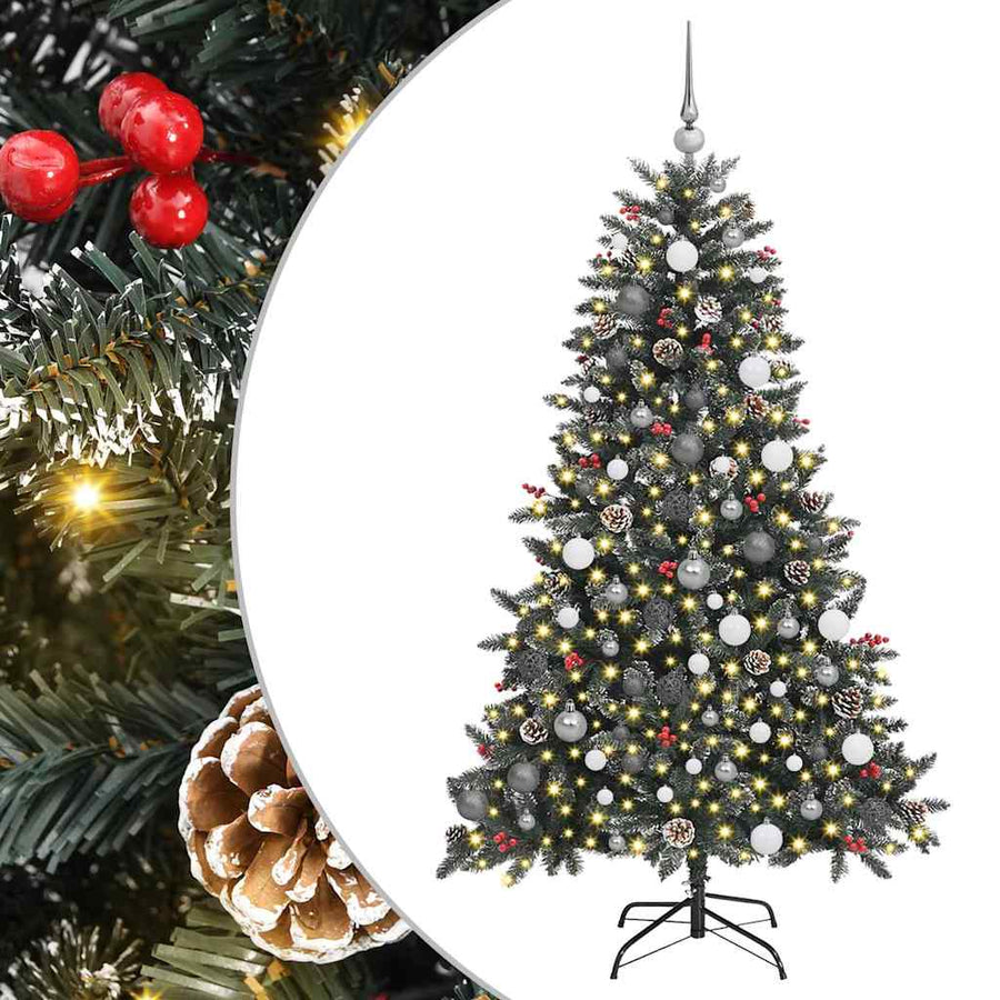 Kunstkerstboom met LED -striplichten Groen 180cm PVC