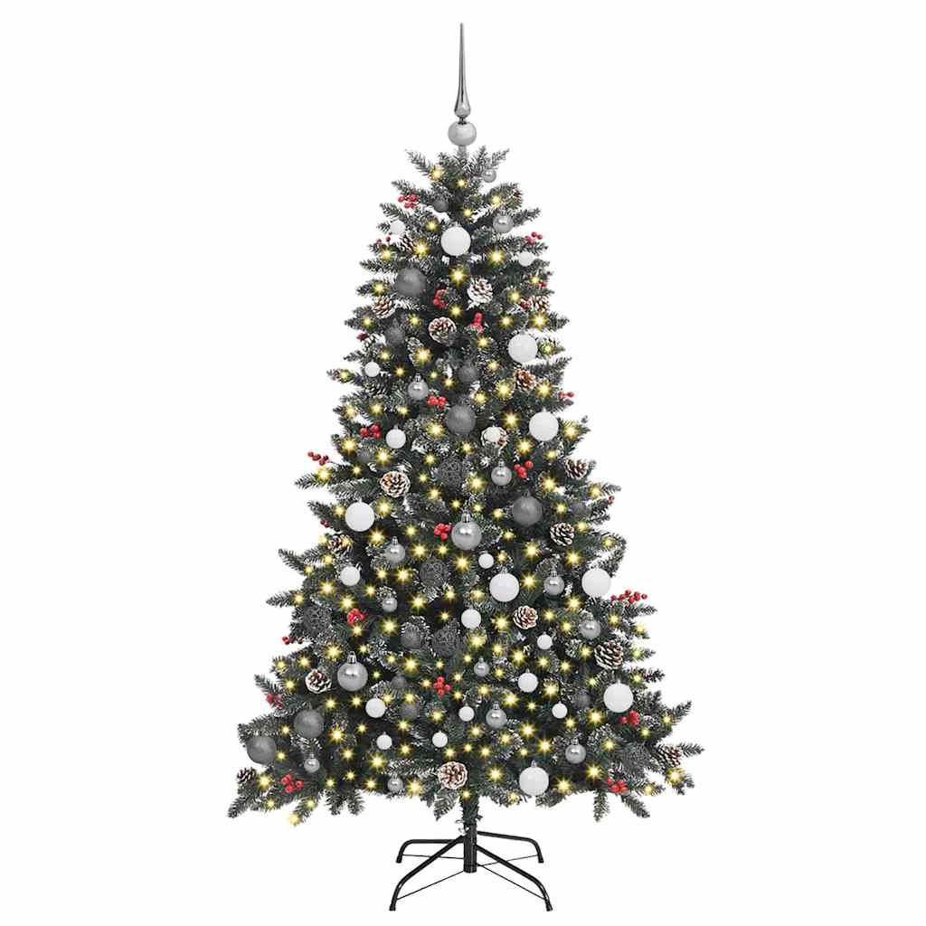 Kunstkerstboom met LED -striplichten Groen 180cm PVC