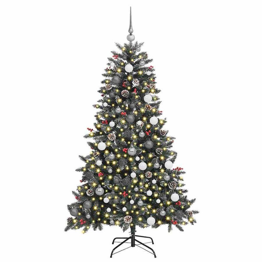 Kunstkerstboom met LED -striplichten Groen 180cm PVC