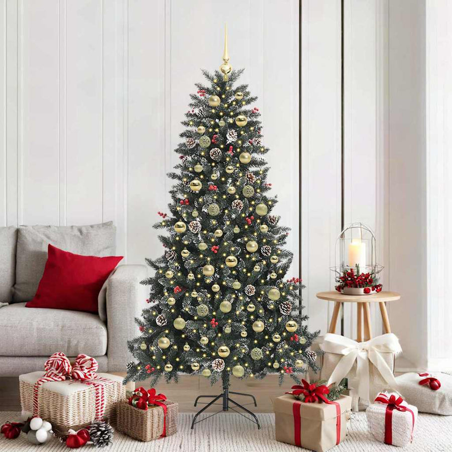 Kunstkerstboom met 300 LED Groen 180 cm PVC en Plastic en Staal