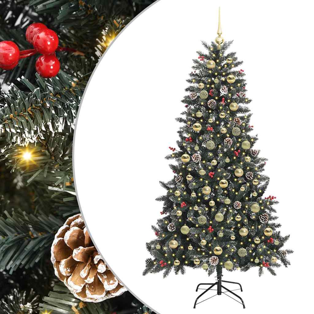 Kunstkerstboom met 300 LED Groen 180 cm PVC en Plastic en Staal