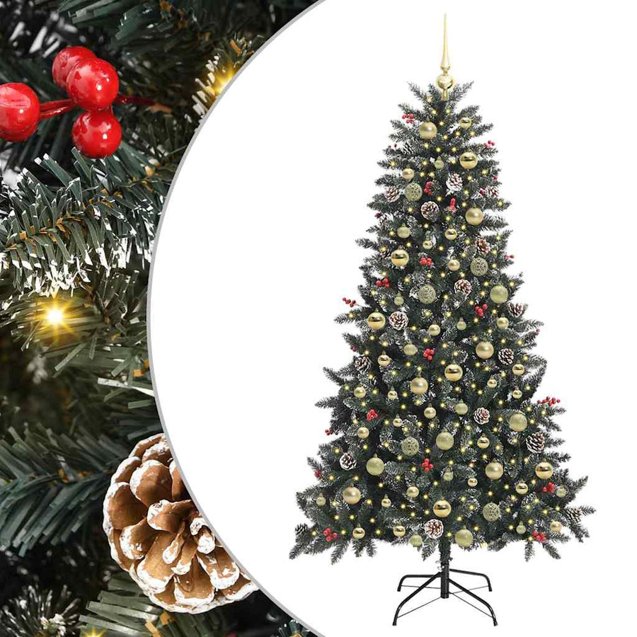 Kunstkerstboom met 300 LED Groen 180 cm PVC en Plastic en Staal