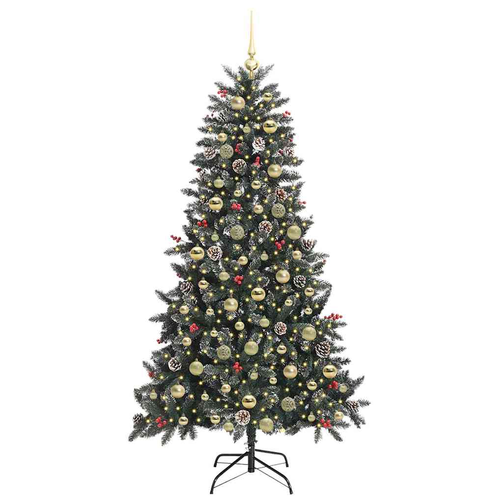 Kunstkerstboom met 300 LED Groen 180 cm PVC en Plastic en Staal