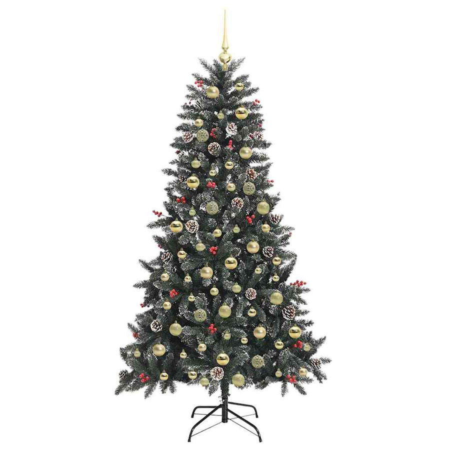Kunstkerstboom met 300 LED Groen 180 cm PVC en Plastic en Staal