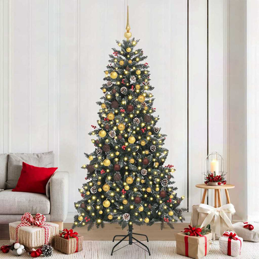 Kunstkerstboom met 300 LED Groen 210 cm PVC en Plastic en Staal