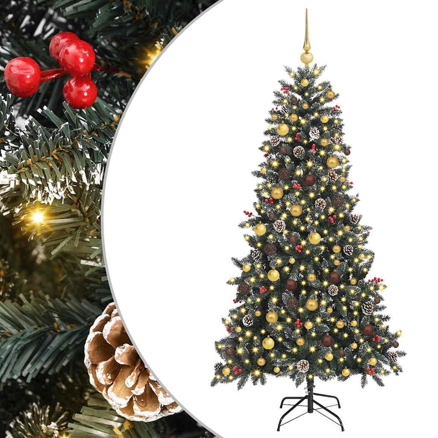 Kunstkerstboom met 300 LED Groen 210 cm PVC en Plastic en Staal