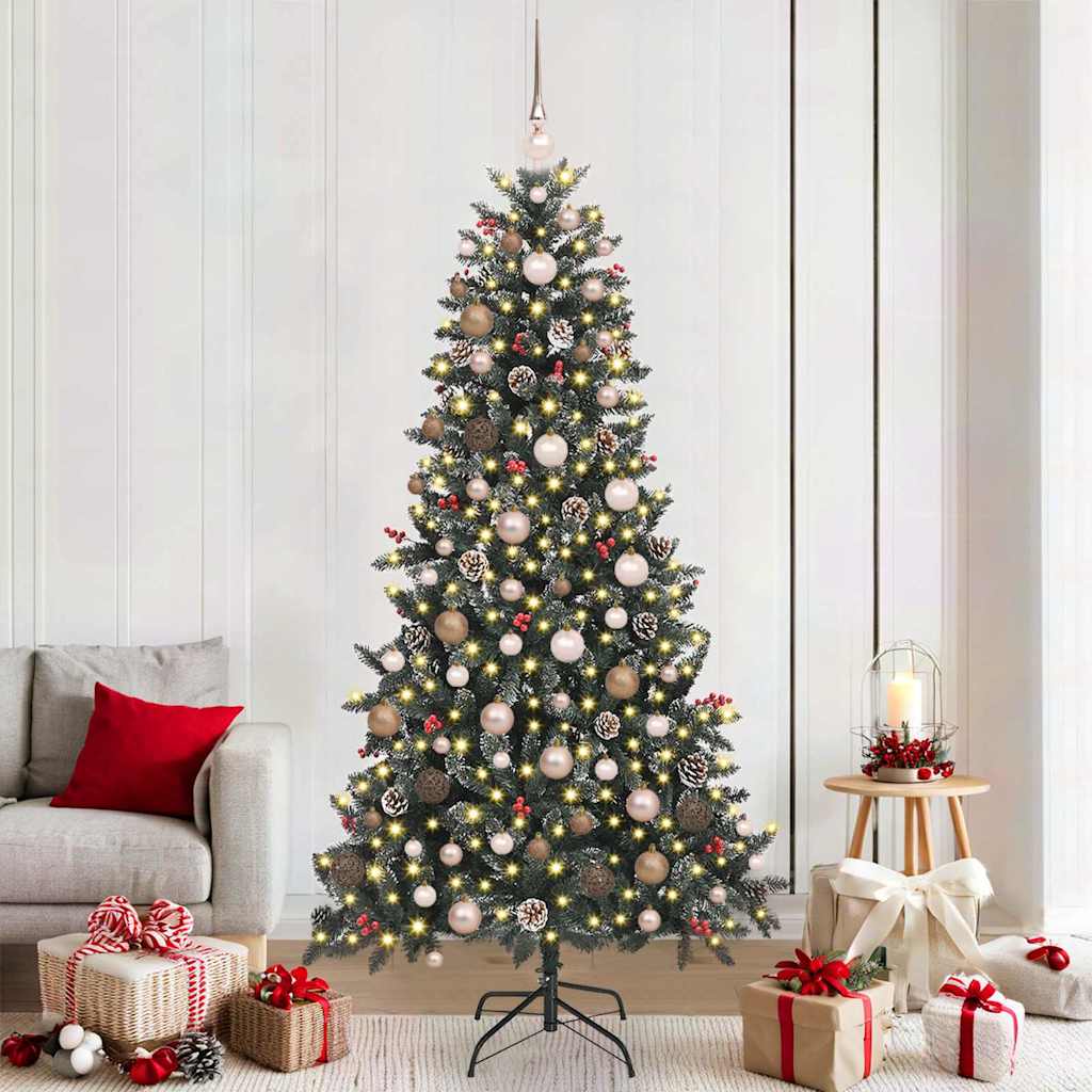 Kunstkerstboom met 300 LED Groen 210 cm PVC en Plastic en Staal
