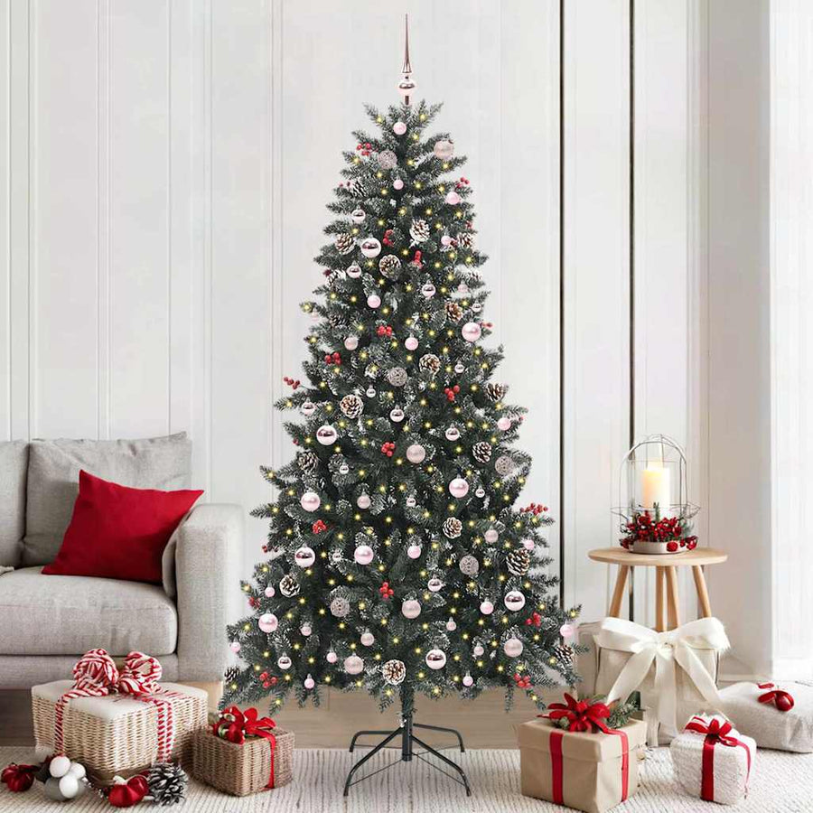 Kunstkerstboom met 300 LED Groen 210 cm PVC en Plastic en Staal