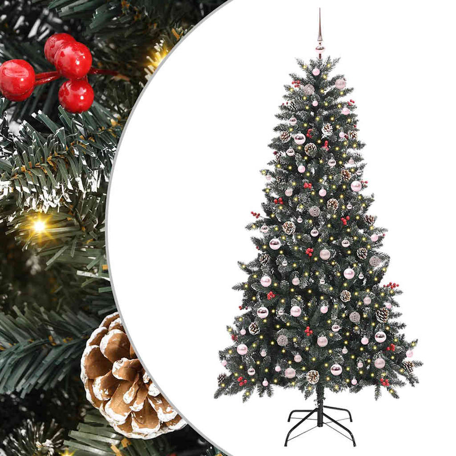 Kunstkerstboom met 300 LED Groen 210 cm PVC en Plastic en Staal
