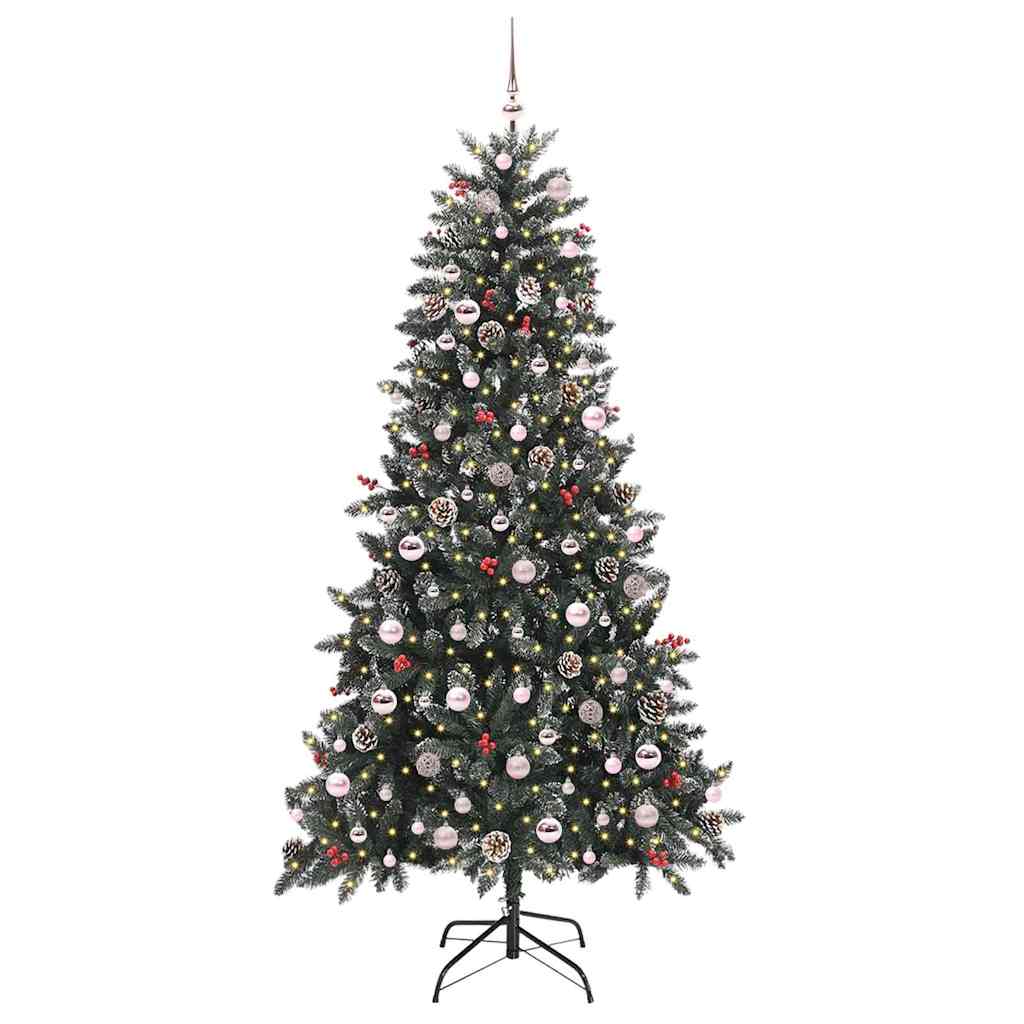 Kunstkerstboom met 300 LED Groen 210 cm PVC en Plastic en Staal