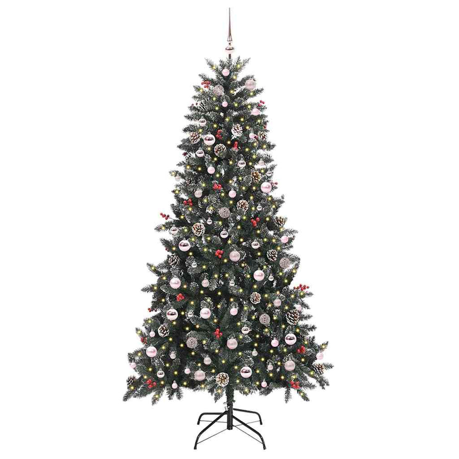 Kunstkerstboom met 300 LED Groen 210 cm PVC en Plastic en Staal