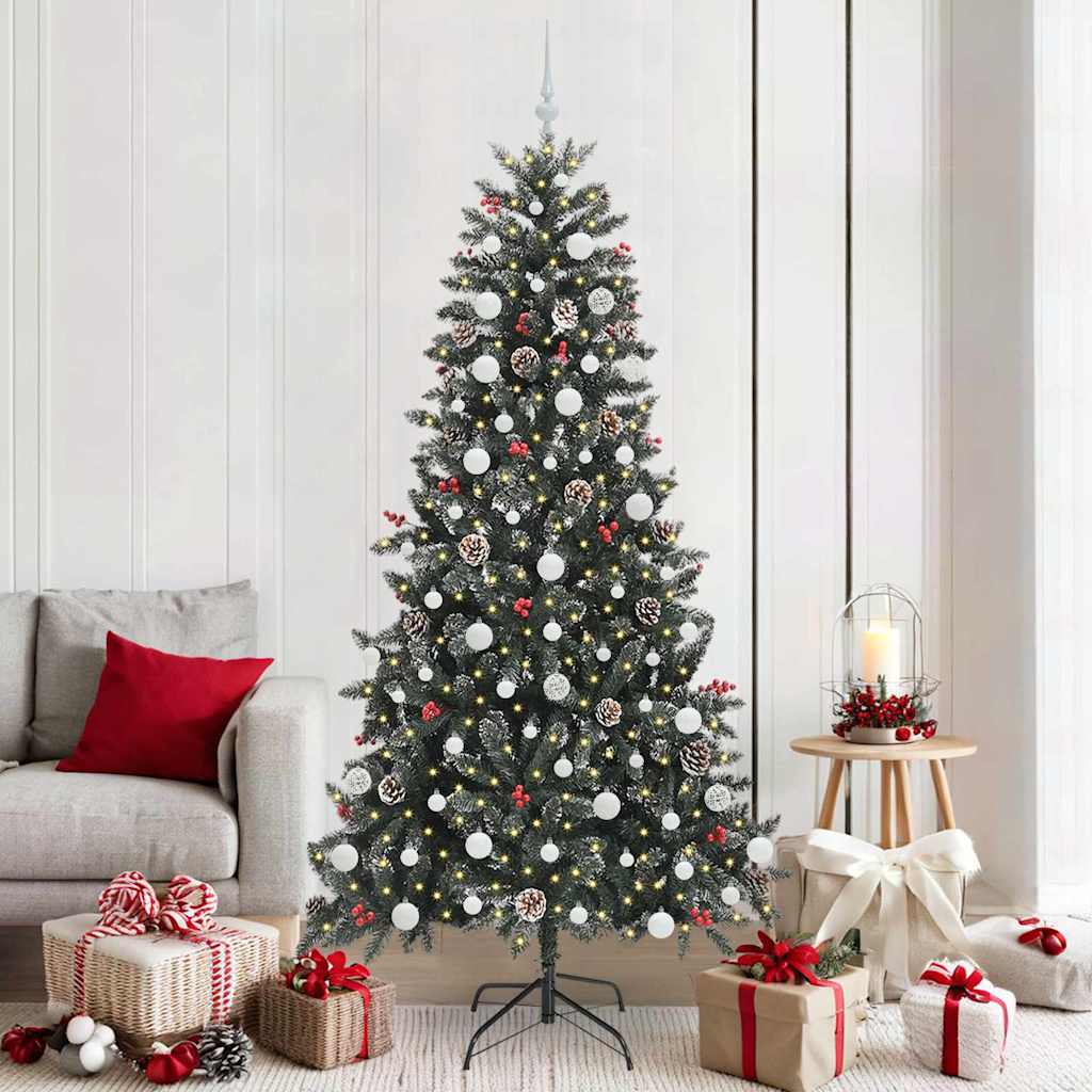 Kunstkerstboom met 300 LED Groen 210 cm PVC en Plastic en Staal