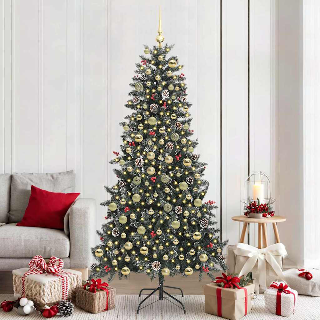 Kunstkerstboom met 300 LED Groen 210 cm PVC en Plastic en Staal