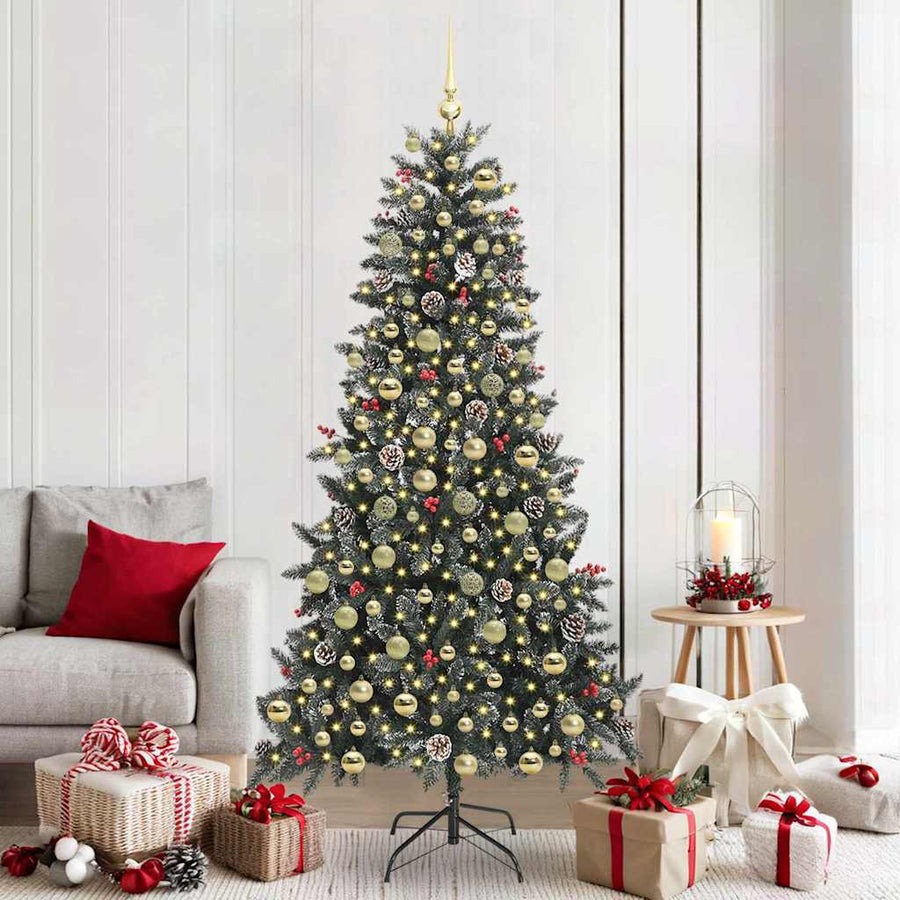 Kunstkerstboom met 300 LED Groen 210 cm PVC en Plastic en Staal