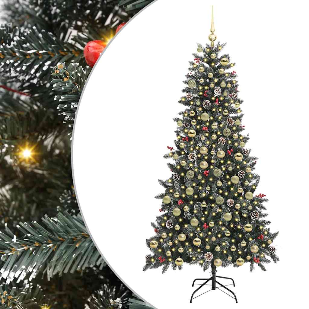 Kunstkerstboom met 300 LED Groen 210 cm PVC en Plastic en Staal
