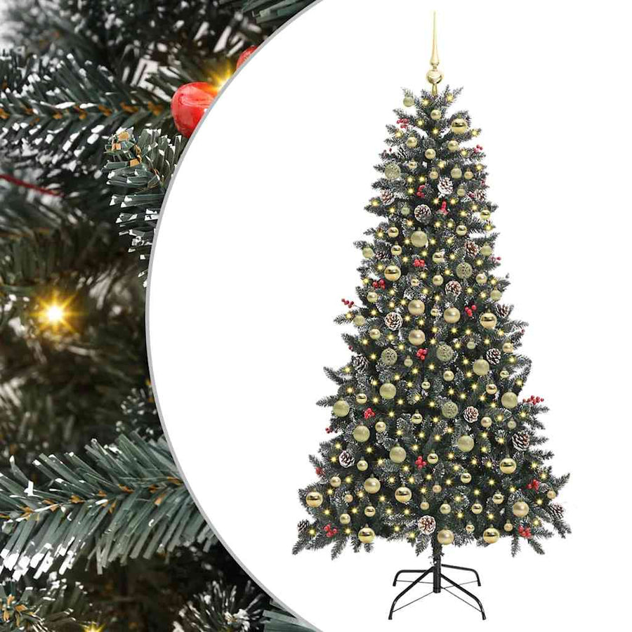 Kunstkerstboom met 300 LED Groen 210 cm PVC en Plastic en Staal