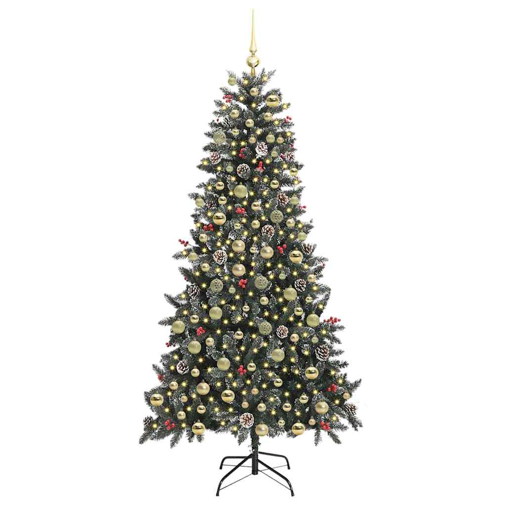 Kunstkerstboom met 300 LED Groen 210 cm PVC en Plastic en Staal