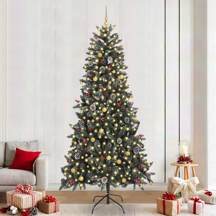 Kunstkerstboom met 300 LED Groen 240 cm PVC en Plastic en Staal