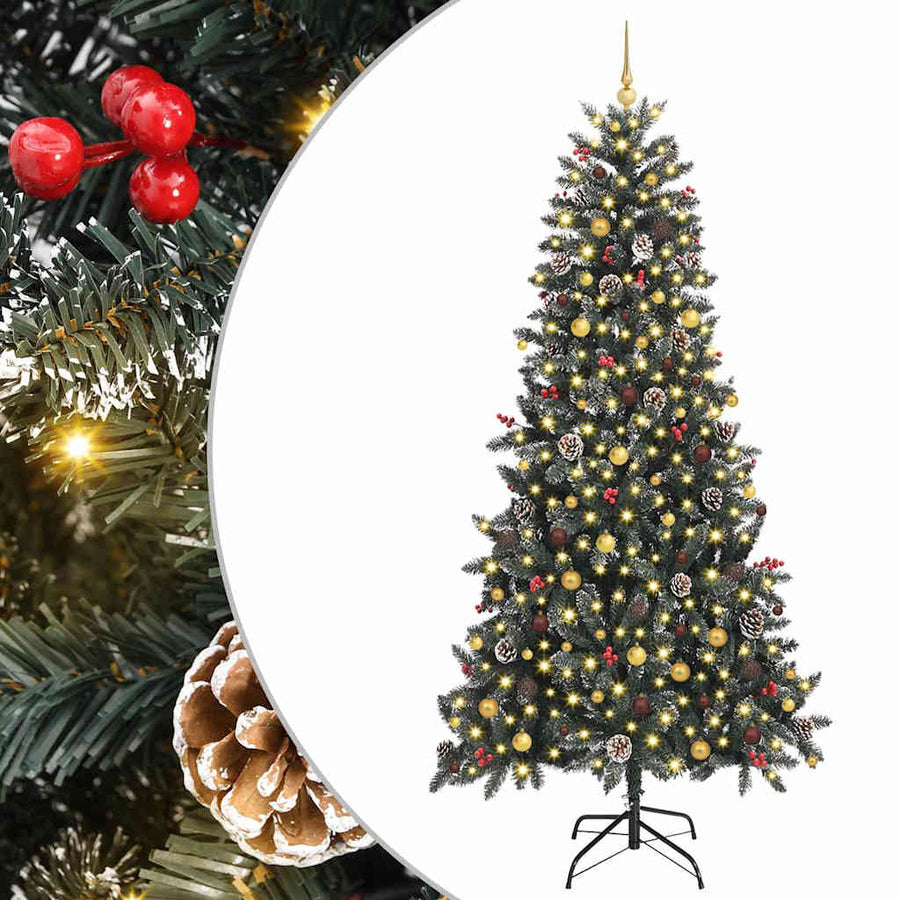 Kunstkerstboom met 300 LED Groen 240 cm PVC en Plastic en Staal