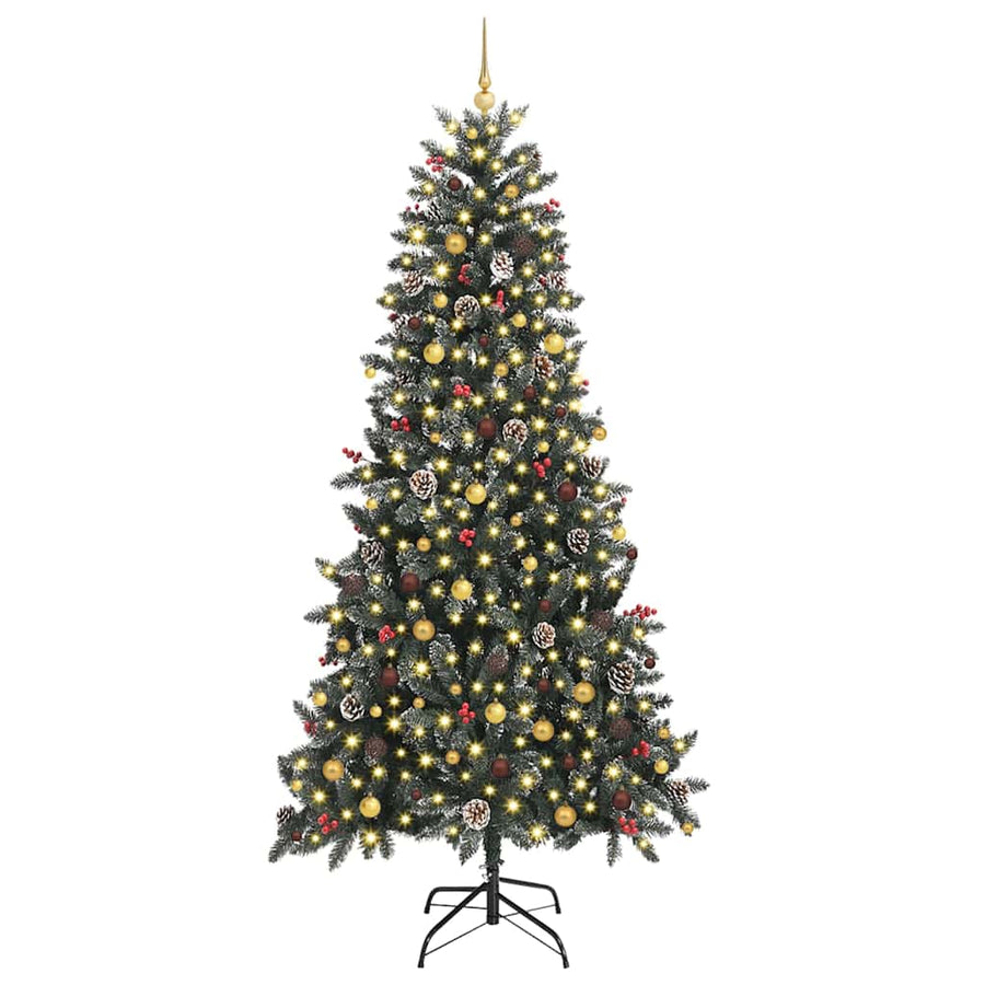 Kunstkerstboom met 300 LED Groen 240 cm PVC en Plastic en Staal
