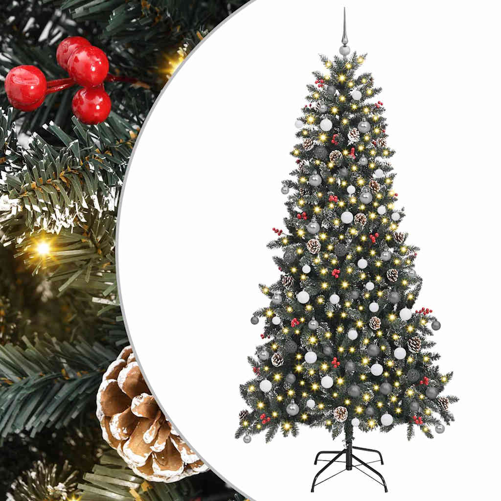 Kunstkerstboom met 300 LED Groen 240 cm PVC en Plastic en Staal