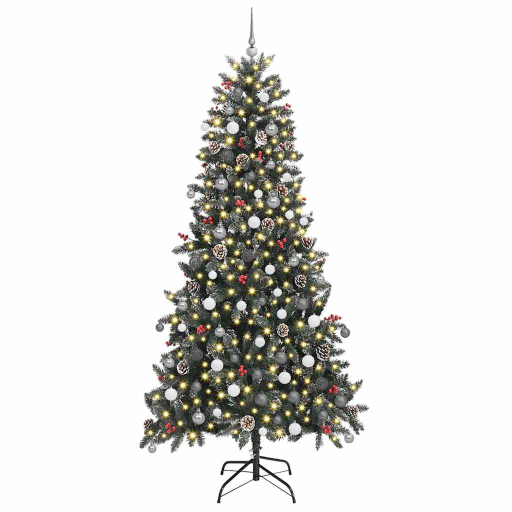Kunstkerstboom met 300 LED Groen 240 cm PVC en Plastic en Staal