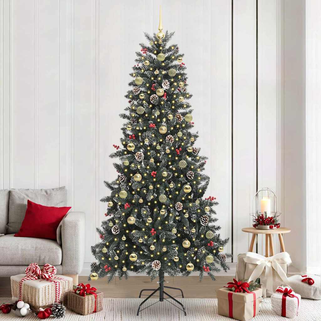 Kunstkerstboom met 300 LED Groen 240 cm PVC en Plastic en Staal