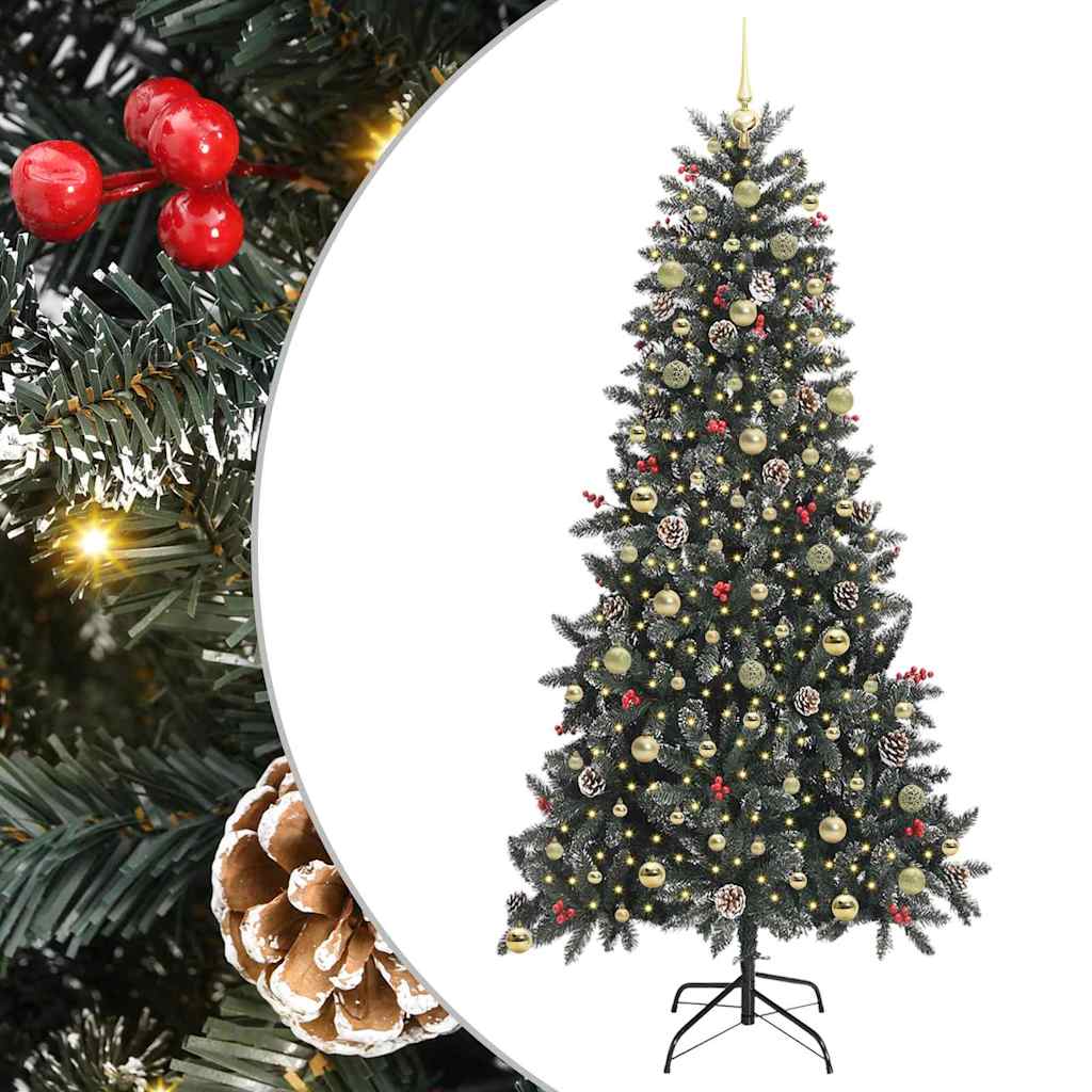 Kunstkerstboom met 300 LED Groen 240 cm PVC en Plastic en Staal