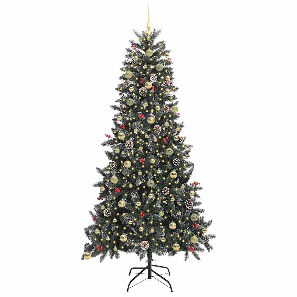 Kunstkerstboom met 300 LED Groen 240 cm PVC en Plastic en Staal