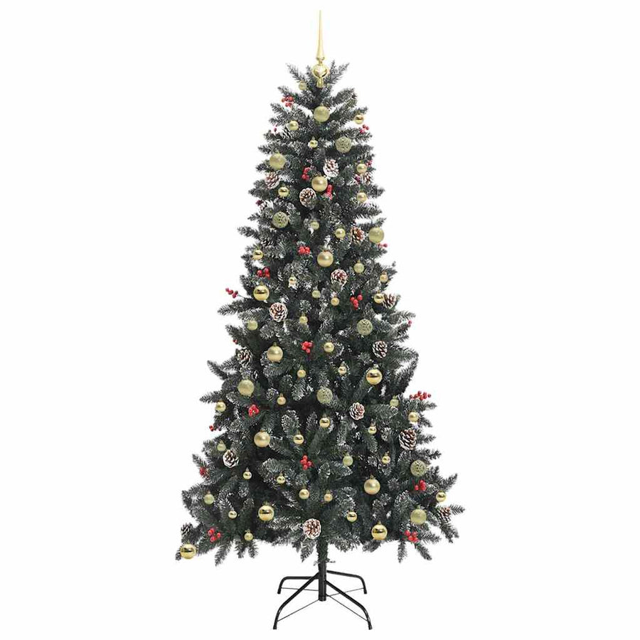 Kunstkerstboom met 300 LED Groen 240 cm PVC en Plastic en Staal