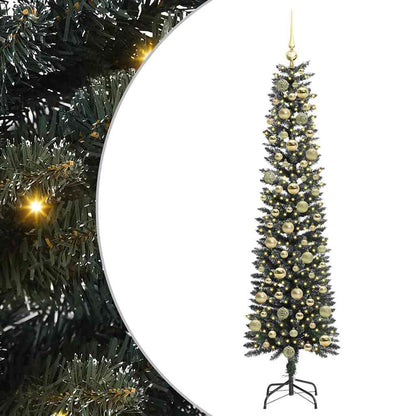 Kunstkerstboom Met 300 Led Groen Pvc En Plastic En Staal 180 cm met LED's &gouden ballen