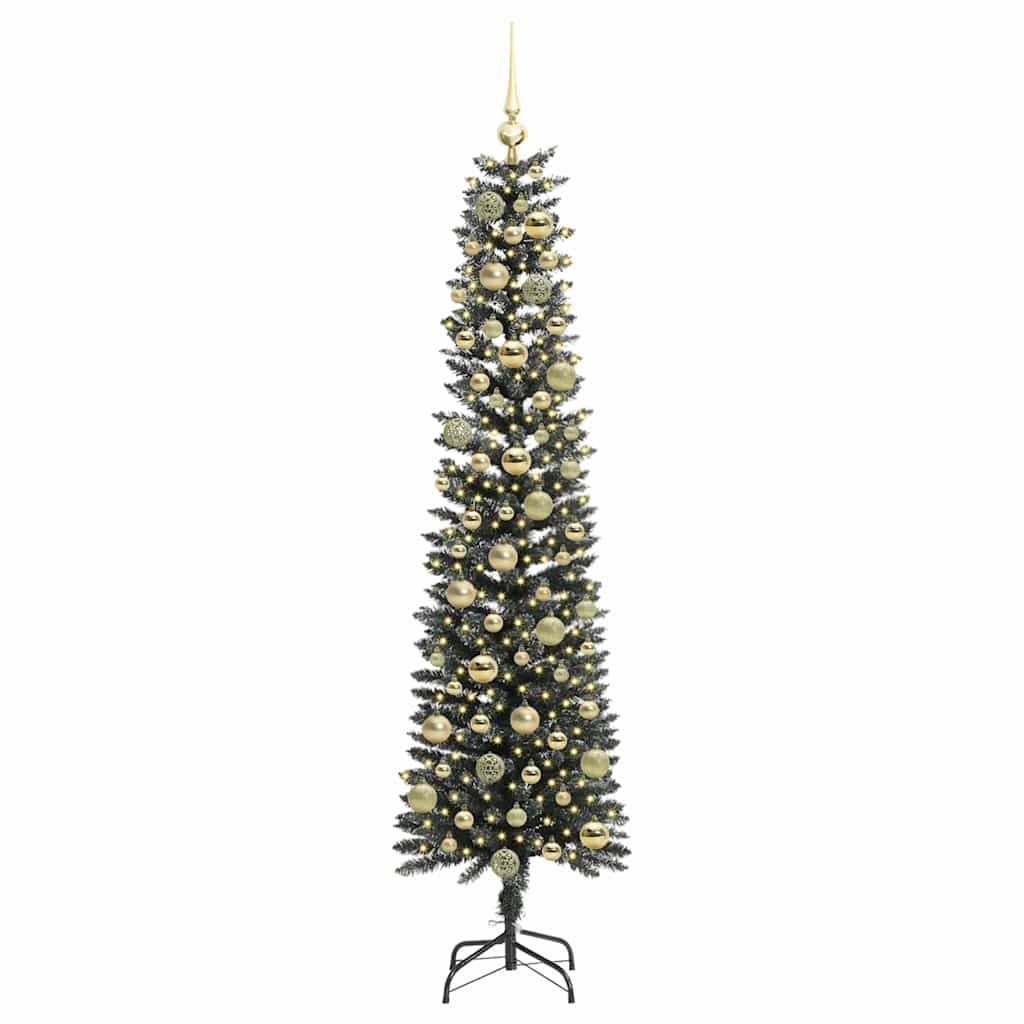 Kunstkerstboom Met 300 Led Groen Pvc En Plastic En Staal 180 cm met LED's &gouden ballen