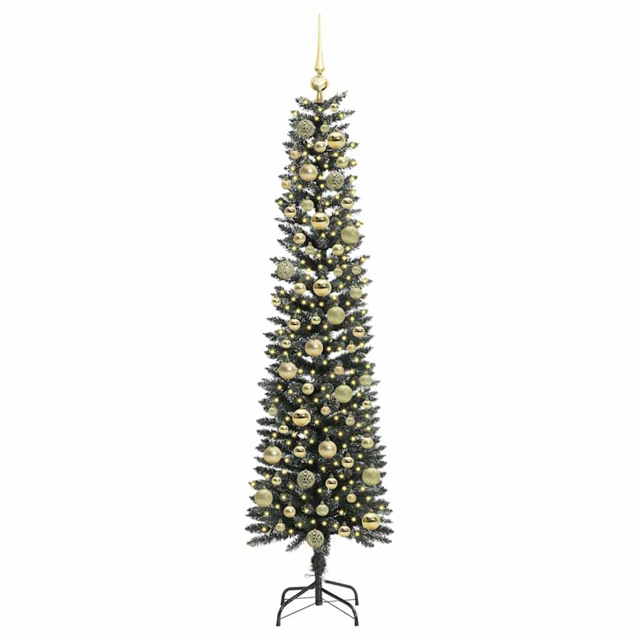 Kunstkerstboom Met 300 Led Groen Pvc En Plastic En Staal 180 cm met LED's &gouden ballen