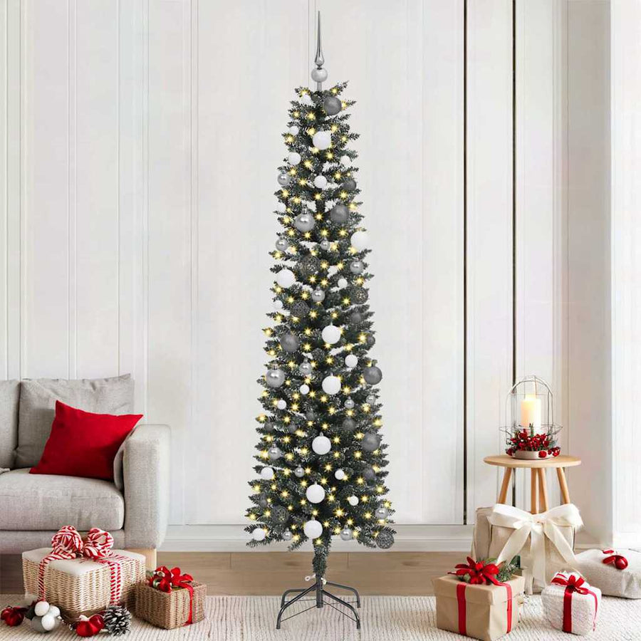 Kunstkerstboom met LED -striplichten Groen 210cm PVC