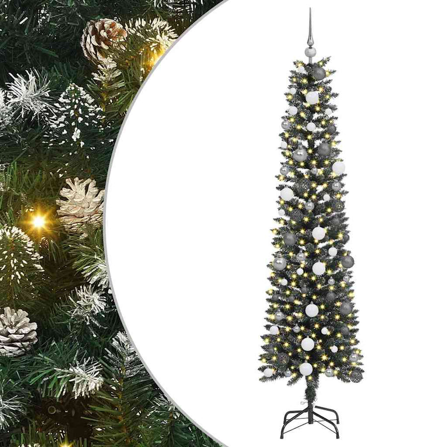 Kunstkerstboom met LED -striplichten Groen 210cm PVC