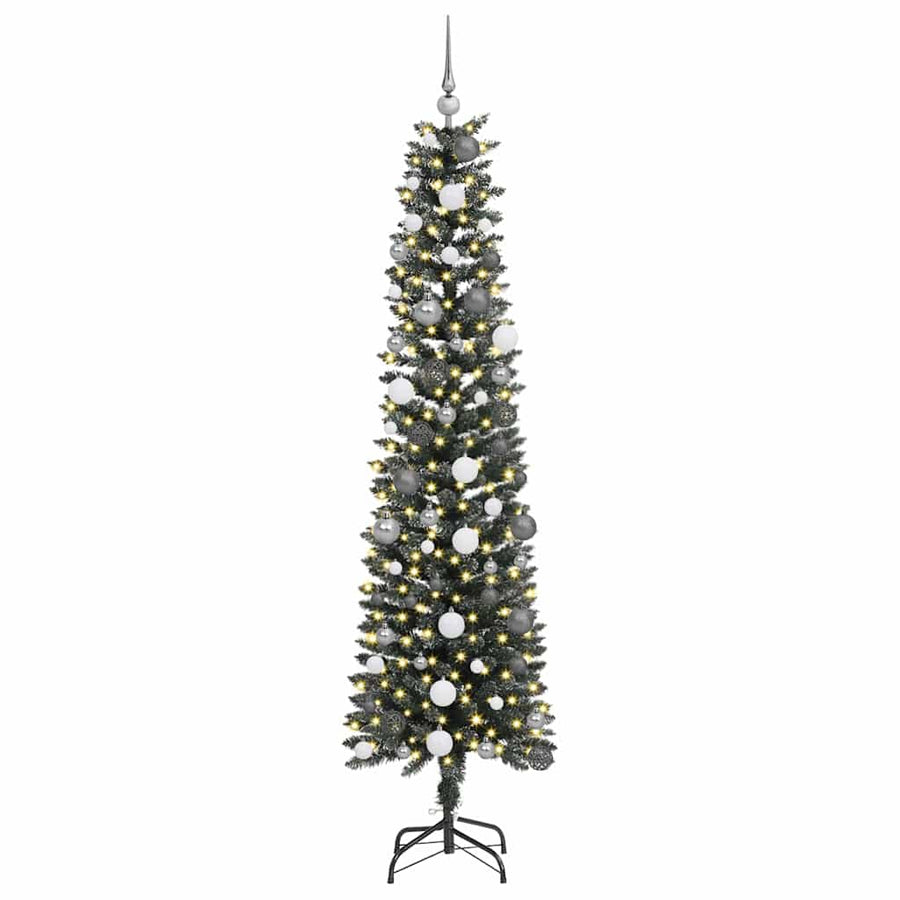 Kunstkerstboom met LED -striplichten Groen 210cm PVC