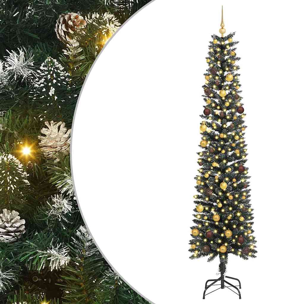 Kunstkerstboom met 300 LED Groen 240 cm PVC en Plastic en Staal