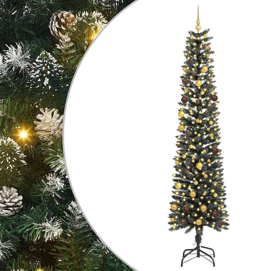 Kunstkerstboom met 300 LED Groen 240 cm PVC en Plastic en Staal
