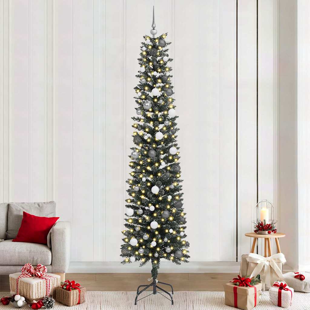 Kunstkerstboom met 300 LED Groen 240 cm PVC en Plastic en Staal