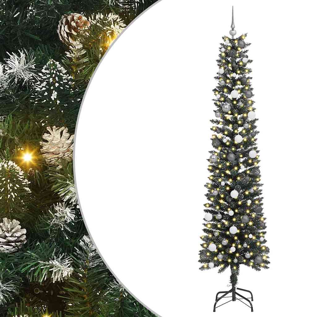 Kunstkerstboom met 300 LED Groen 240 cm PVC en Plastic en Staal