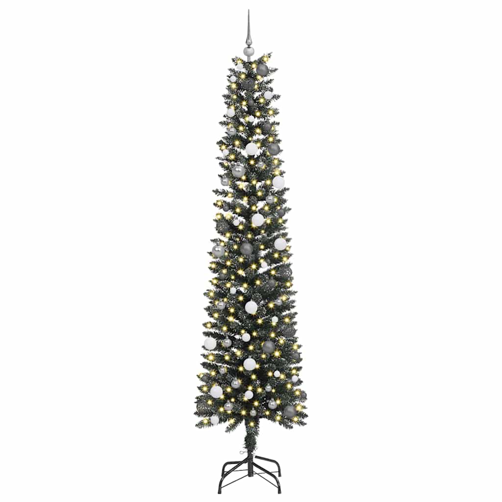 Kunstkerstboom met 300 LED Groen 240 cm PVC en Plastic en Staal