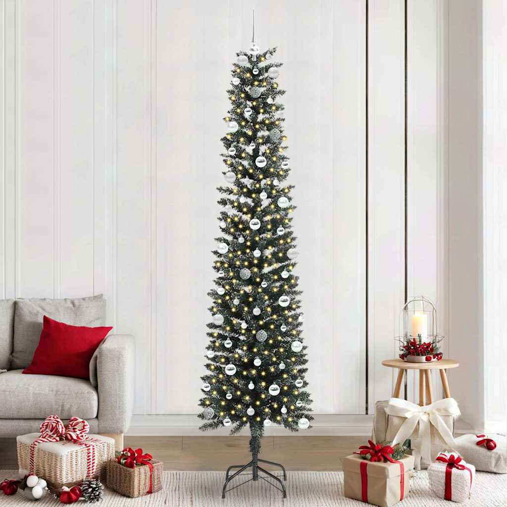 Kunstkerstboom met 300 LED Groen 240 cm PVC en Plastic en Staal