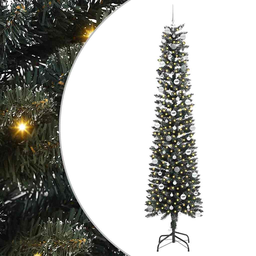 Kunstkerstboom met 300 LED Groen 240 cm PVC en Plastic en Staal
