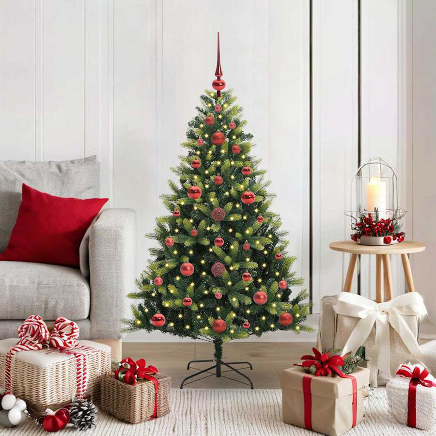 Kunstkerstboom Met Scharnier 150 Leds Groen Pvc En Pe 120 cm