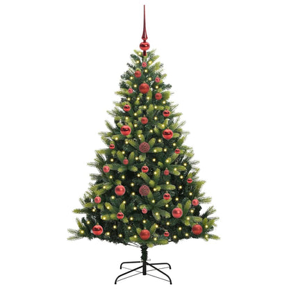 Kunstkerstboom Met Scharnier 150 Leds Groen Pvc En Pe 120 cm