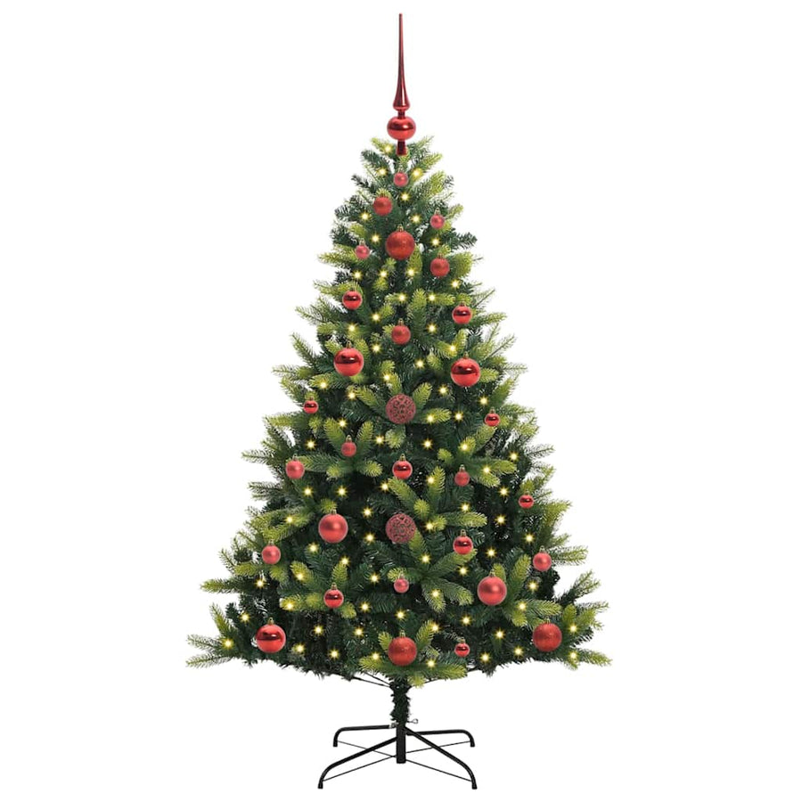 Kunstkerstboom Met Scharnier 150 Leds Groen Pvc En Pe 120 cm