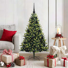 Artificial Christmas tree with hinge 150 LEDs Green 120 cm PVC and PE