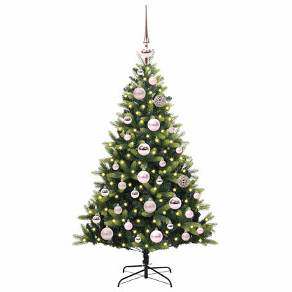 Kunstkerstboom met scharnier 150 LEDs Groen 120 cm PVC en PE