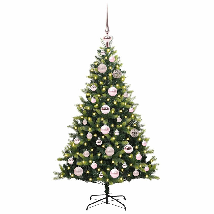 Kunstkerstboom met scharnier 150 LEDs Groen 120 cm PVC en PE