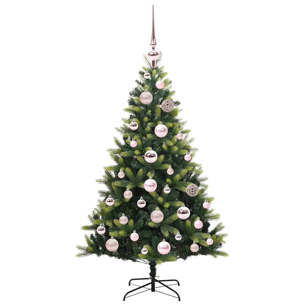 Kunstkerstboom met scharnier 150 LEDs Groen 120 cm PVC en PE